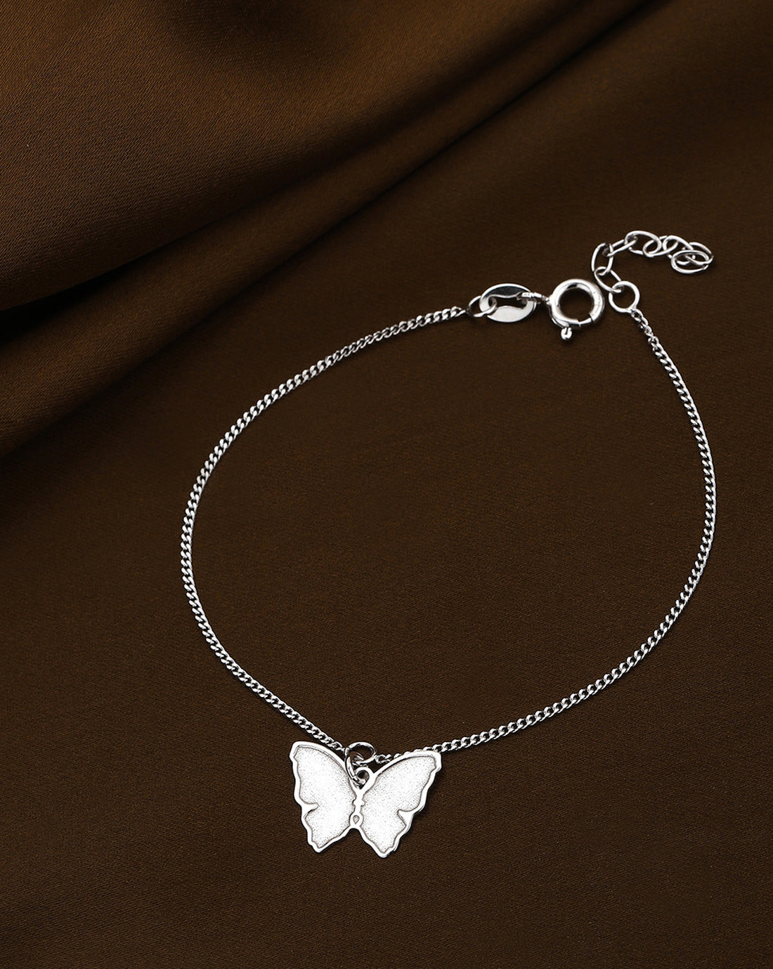 925 Sterling Silver Rhodium Plated Buttefly Charm Bracelet