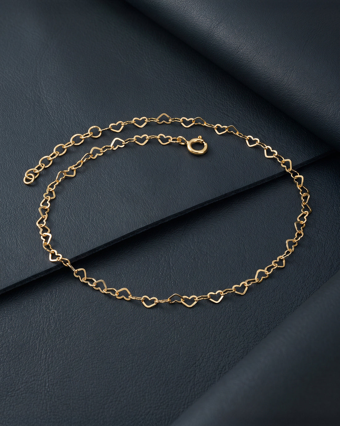 18kt Gold Plated Heart Link Adjustable Anklet