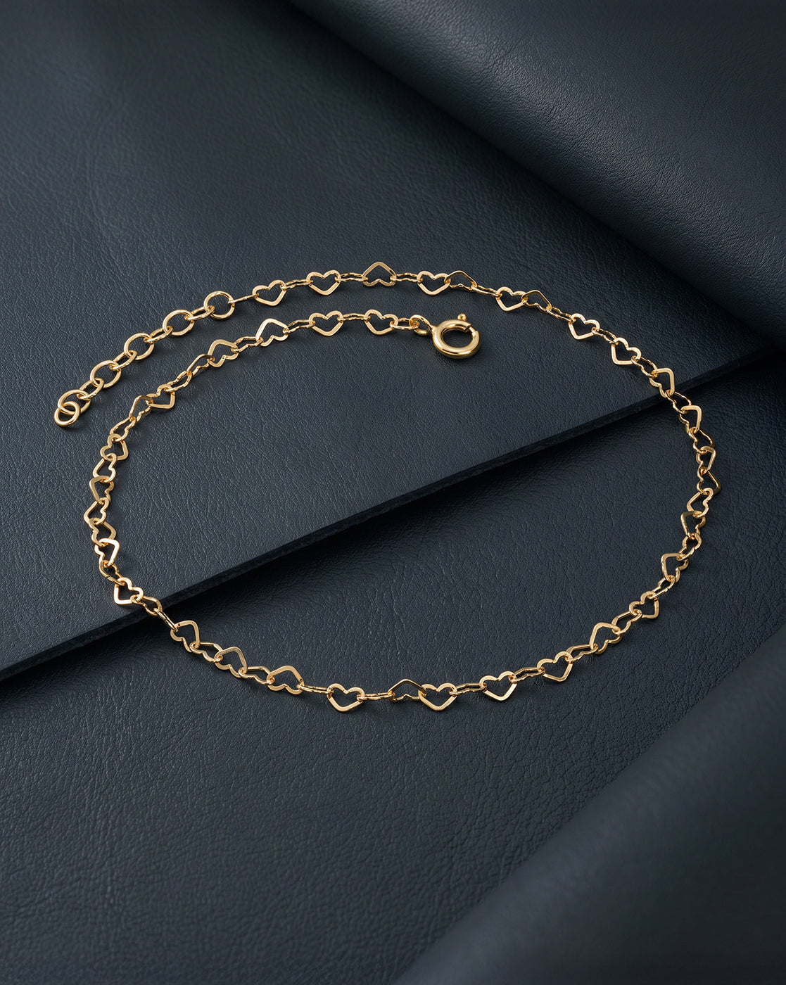 18kt Gold Plated Heart Link Adjustable Anklet