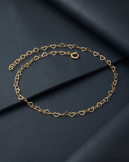 18kt Gold Plated Heart Link Adjustable Anklet