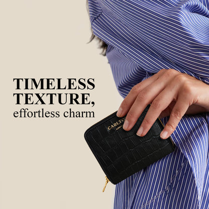 Carlton London Women Estelle Zip Around Textured Wallet with Gold Hardware