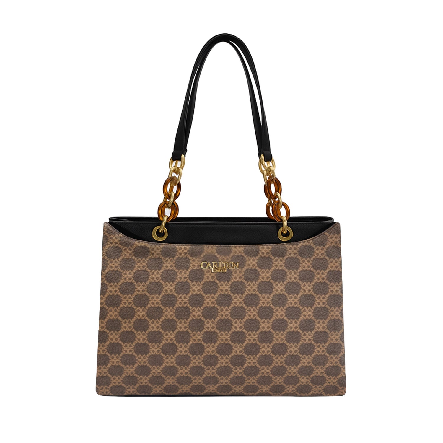 Carlton London Daphne Brown Printed Tote Bag  CLLP 1063 BROWN