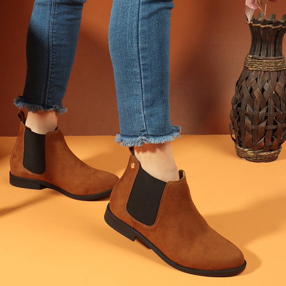 Women Casual Block-Heeled Chelsea Boots