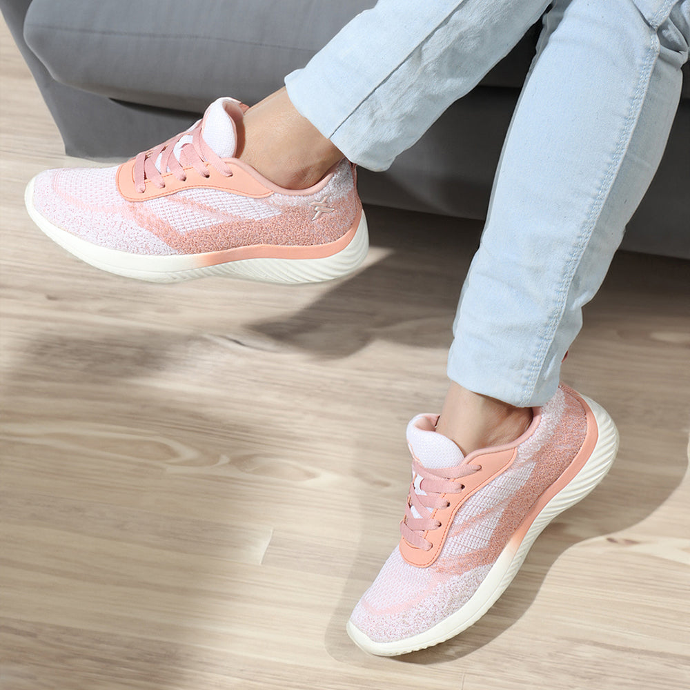 Women Mesh Flyknit Technology Lace-Up Sports Shoes