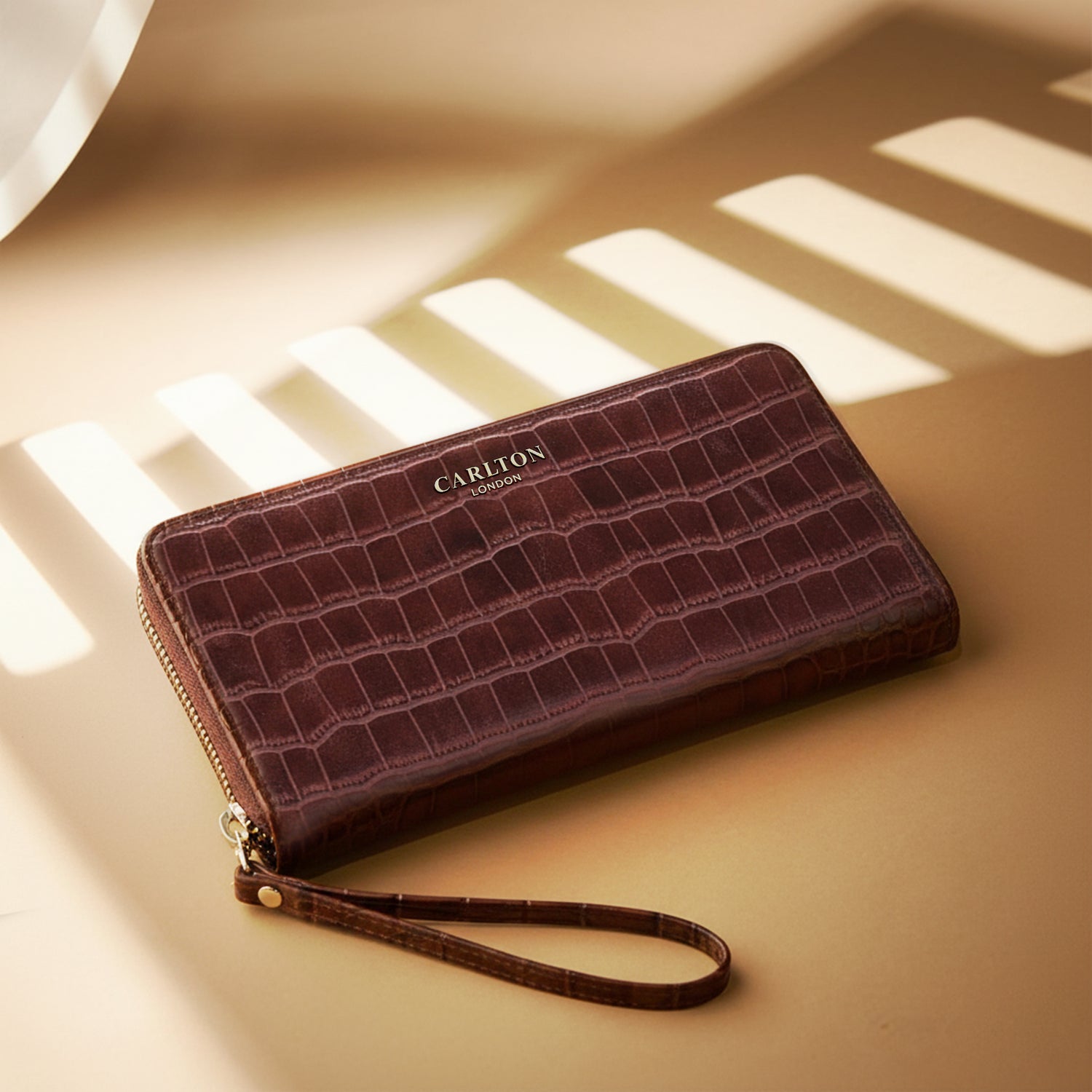 Carlton London Women Estelle Zip Around Textured Wallet with Gold Hardware
