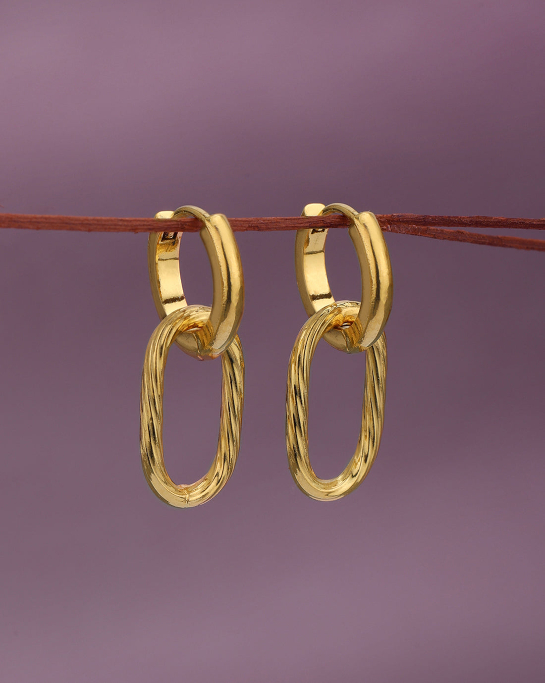 18kt Gold Plated Contemporary Interlocking Twisted Hoop Earring