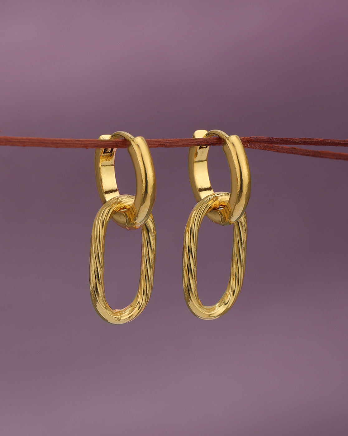 18kt Gold Plated Contemporary Interlocking Twisted Hoop Earring