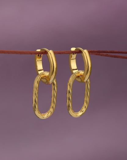 18kt Gold Plated Contemporary Interlocking Twisted Hoop Earring