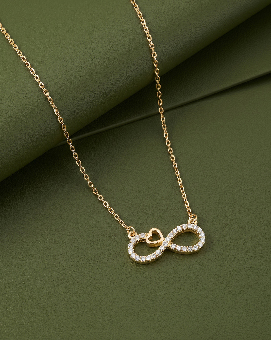 18kt Gold Plated CZ Infinity and Heart Necklace