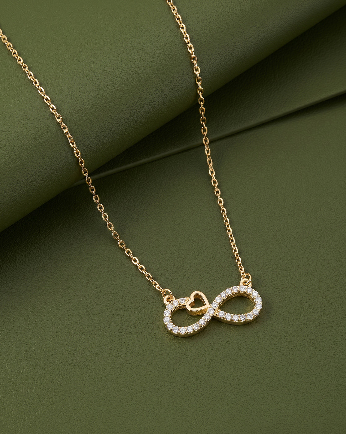 18kt Gold Plated CZ Infinity and Heart Necklace