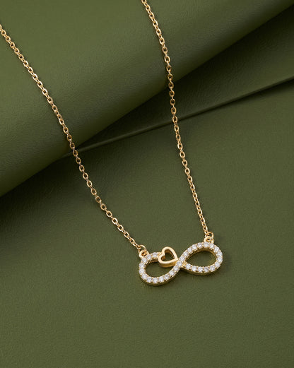 18kt Gold Plated CZ Infinity and Heart Necklace