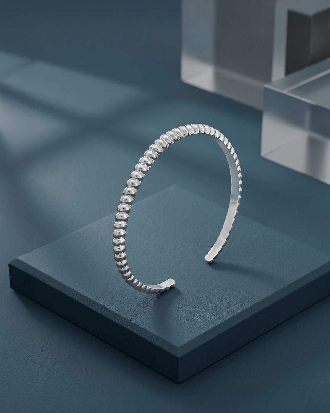 Rhodium Plated Twisted Cuff Bangle