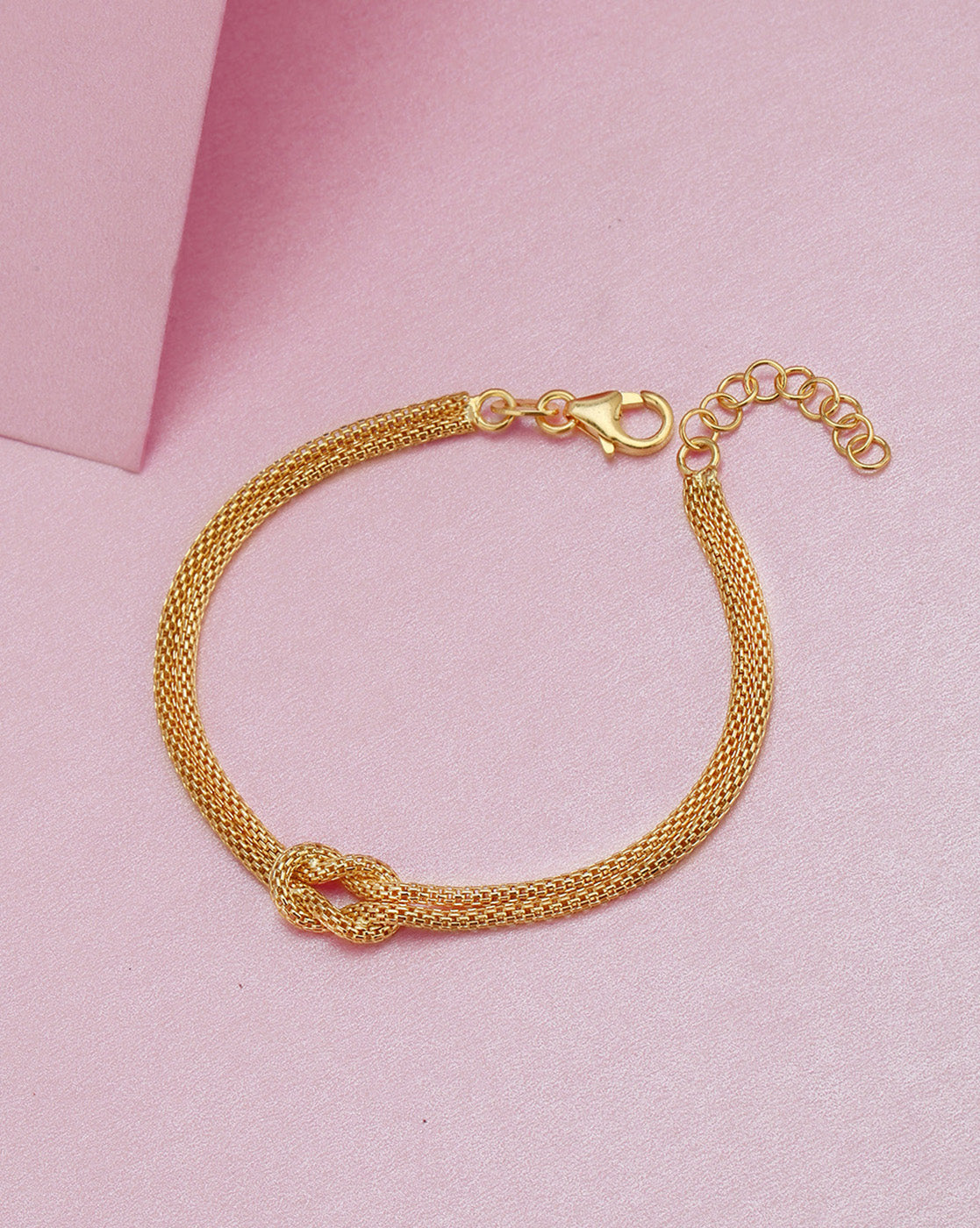18kt Gold Plated Love Knot Mesh Chain Wraparound Adjustable Bracelet