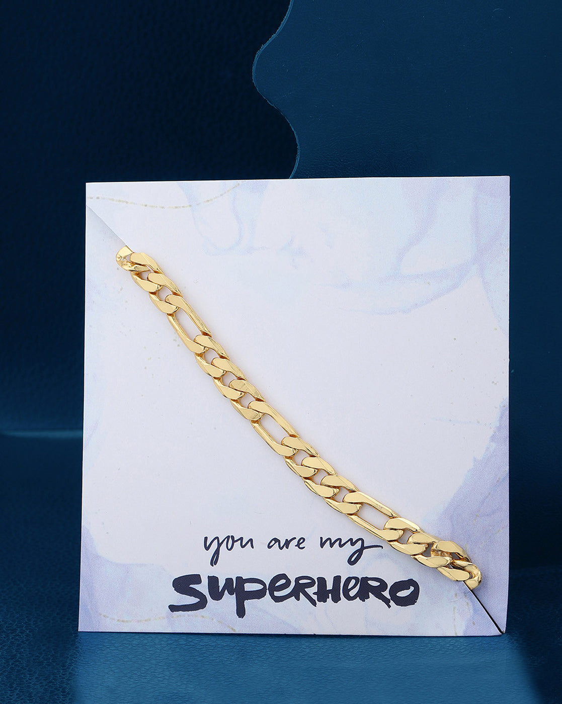 Men 18kt Gold Plated Link Figaro Bracelet with Gift Card
