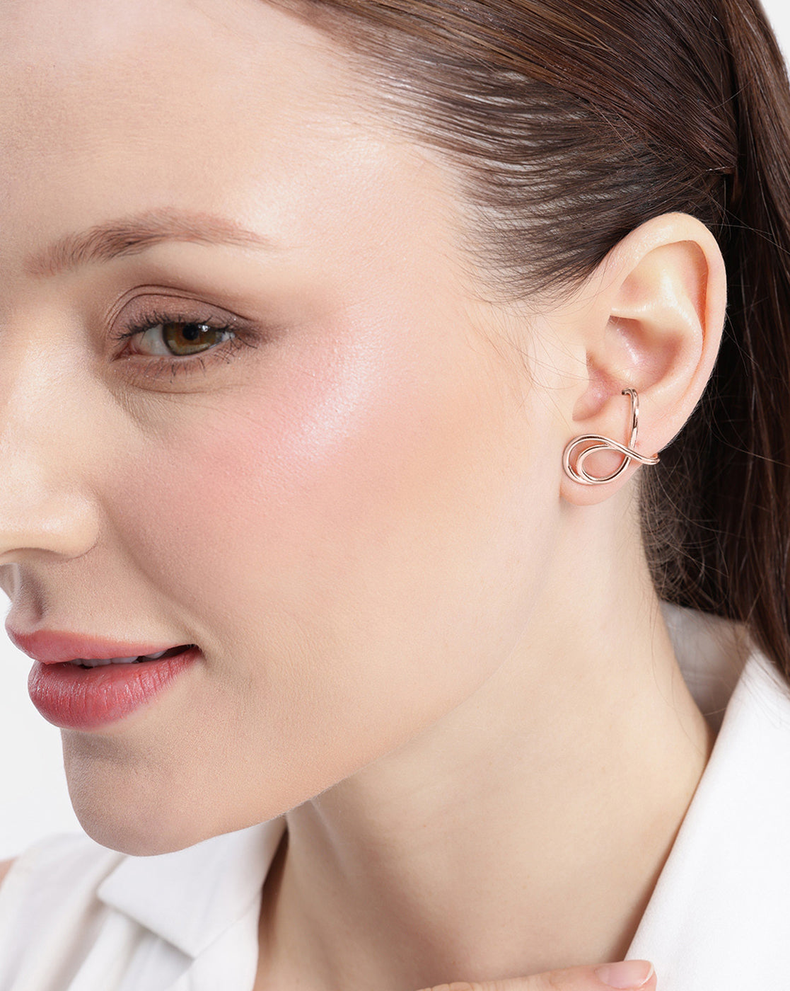 18kt Rose Gold Plated Crossover Cuff Earring