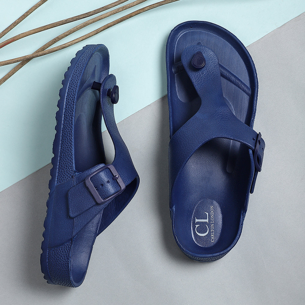 Men Solid Thong Slide with Adjustable Strap