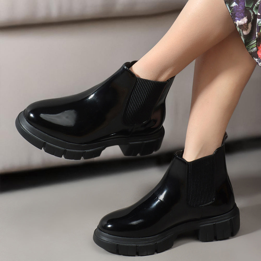 Women Block-Heeled Chelsea Slip-on Boots