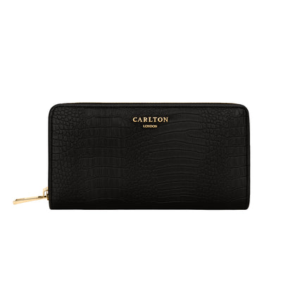Carlton London Women Estelle Zip Around Textured Wallet with Gold Hardware