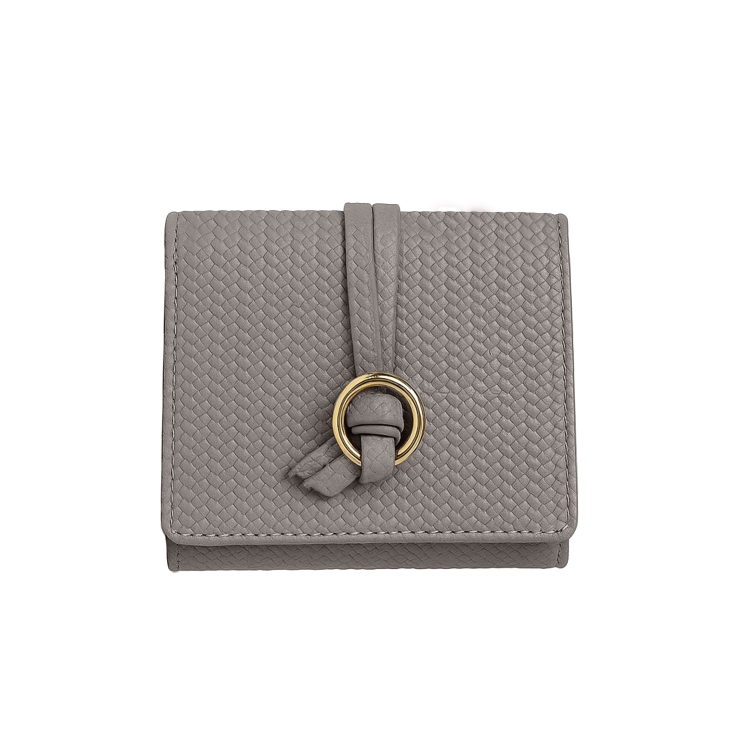 Carlton London Women Premium Woven Texture Compact Bifold Wallet with Knotted Metal Ring Accent