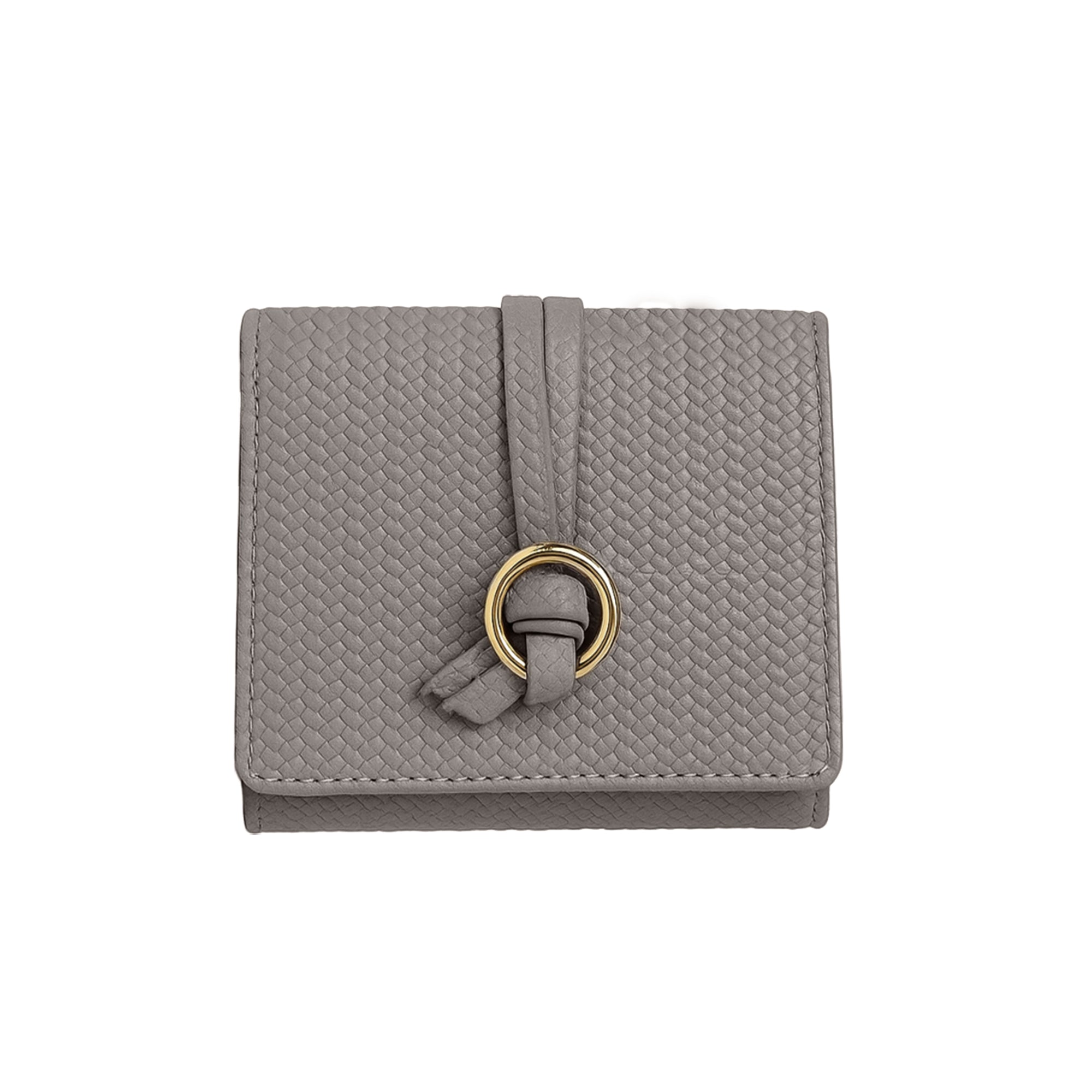Carlton London Women Premium Woven Texture Compact Bifold Wallet with Knotted Metal Ring Accent