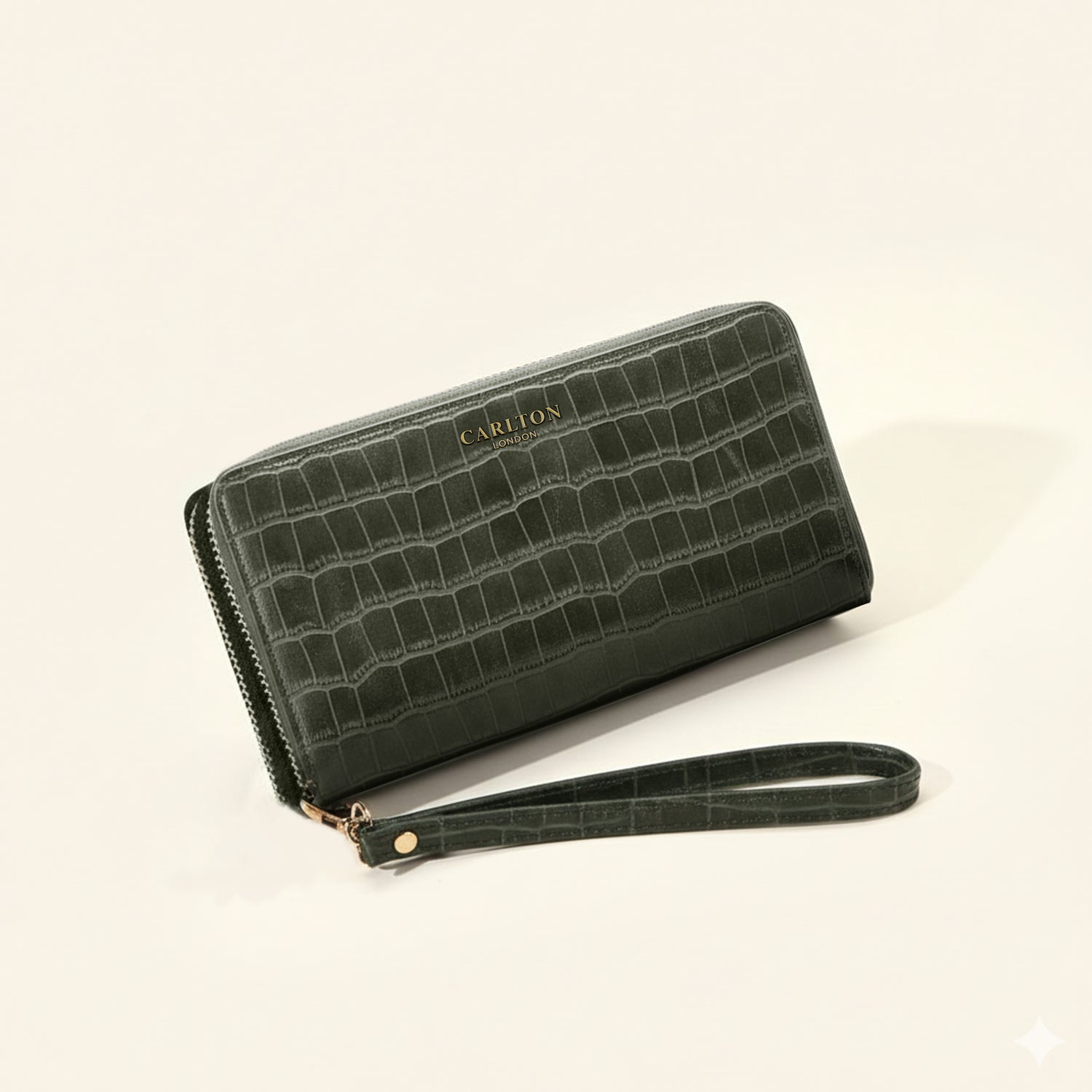 Carlton London Women Estelle Zip Around Textured Wallet with Gold Hardware