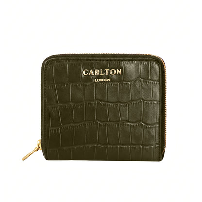Carlton London Women Estelle Zip Around Textured Wallet with Gold Hardware