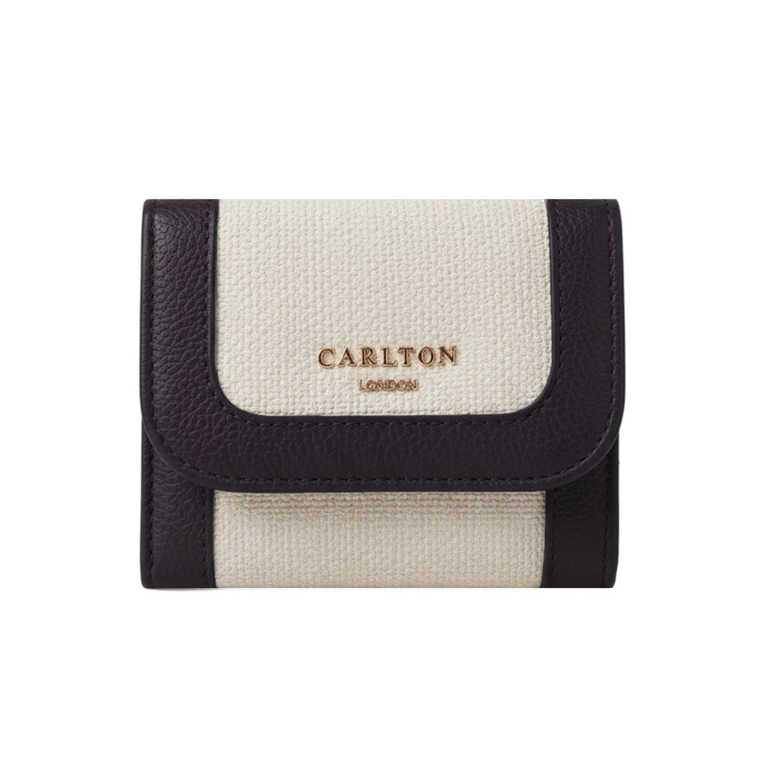 Carlton London Women Tri-Fold Textured Compact Wallet with Gold Hardware