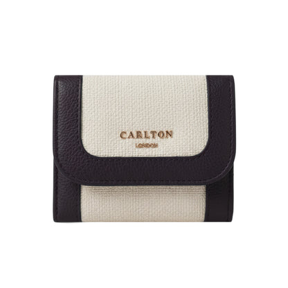 Carlton London Women Tri-Fold Textured Compact Wallet with Gold Hardware
