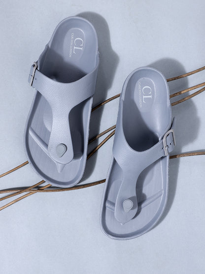 Men Solid Thong Slide with Adjustable Strap