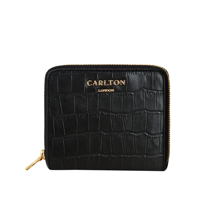 Carlton London Women Estelle Zip Around Textured Wallet with Gold Hardware