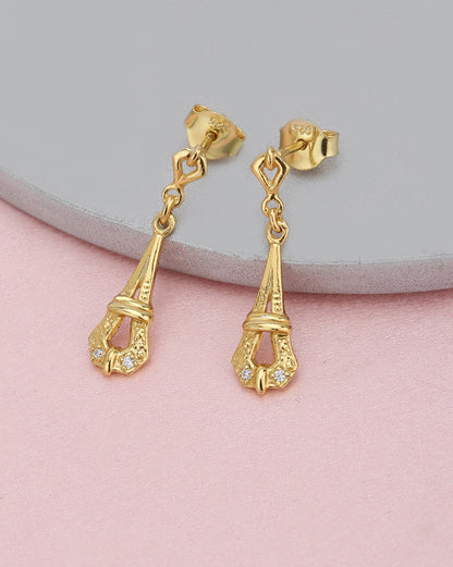 925 Sterling Silver 18kt Gold Plated Teardrop CZ Drop Earring