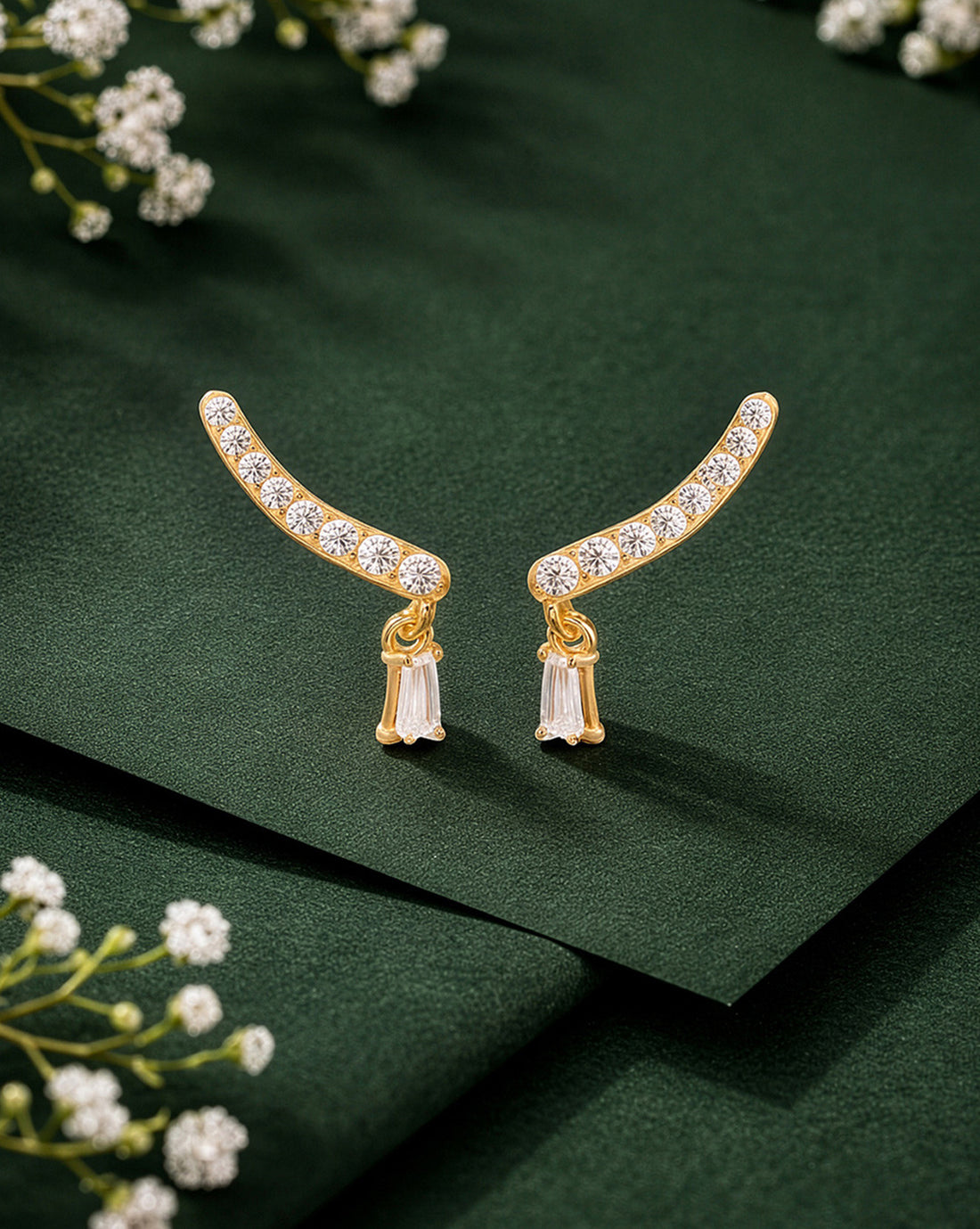 925 Sterling Silver 18kt Gold Plated CZ Ear Cuff Earring