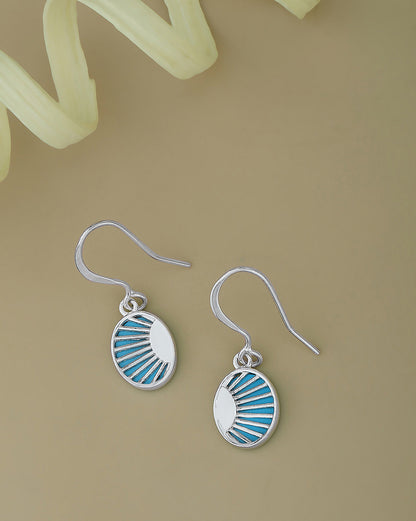 925 Sterling Silver Rhodium Plated Oval Drop Earring