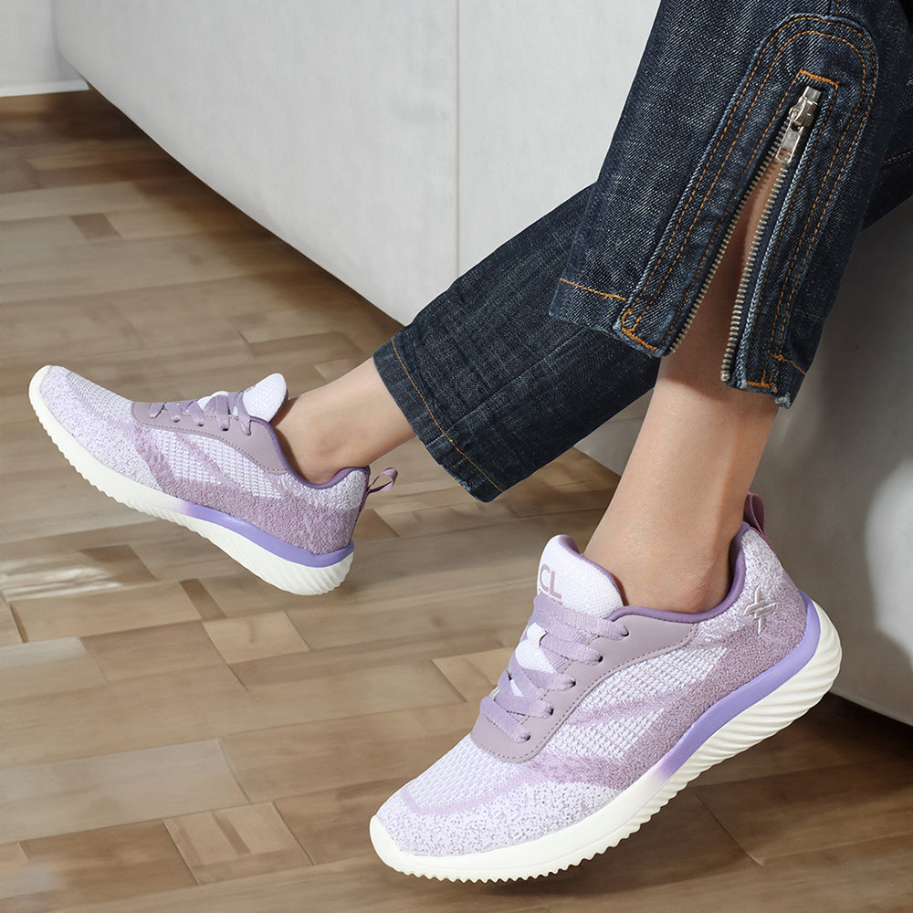 Women Mesh Flyknit Technology Lace-Up Sports Shoes