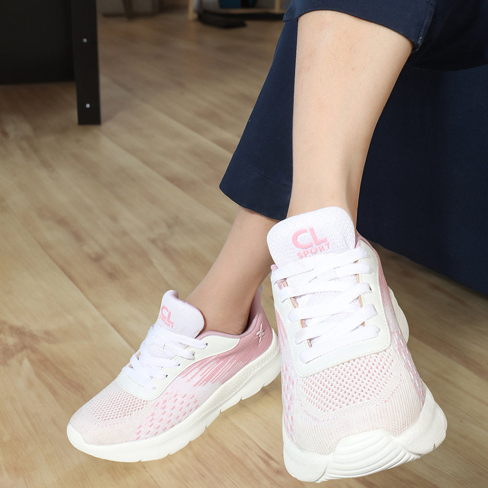 Women Mesh Flyknit Technology Lace-Up Sports Shoes