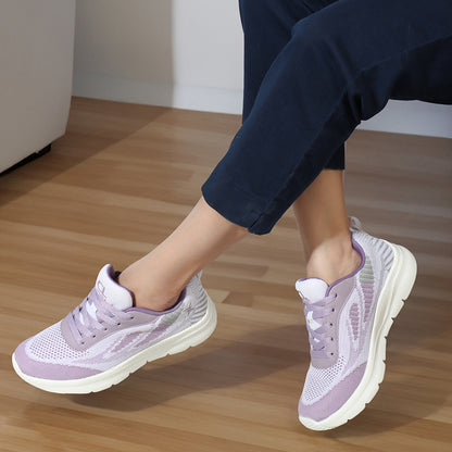 Women Mesh Flyknit Technology Lace-Up Sports Shoes