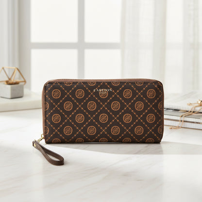 Carlton London Women Printed Zip Around Wallet With Detachable Wrist Strap