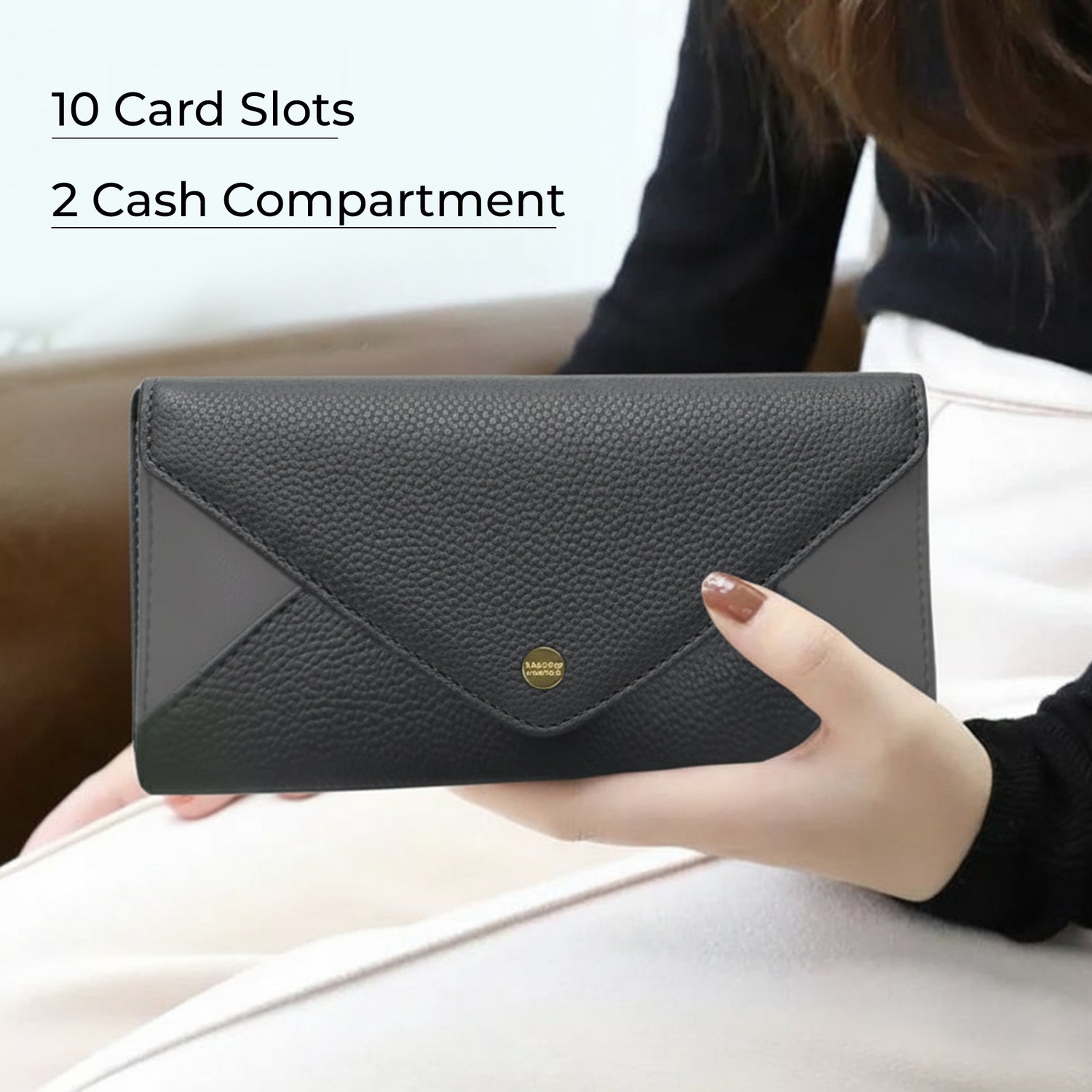 Carlton London Elegant Textured Envelope Long Wallet with Multi-Card Organizer