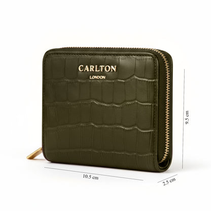 Carlton London Women Estelle Zip Around Textured Wallet with Gold Hardware