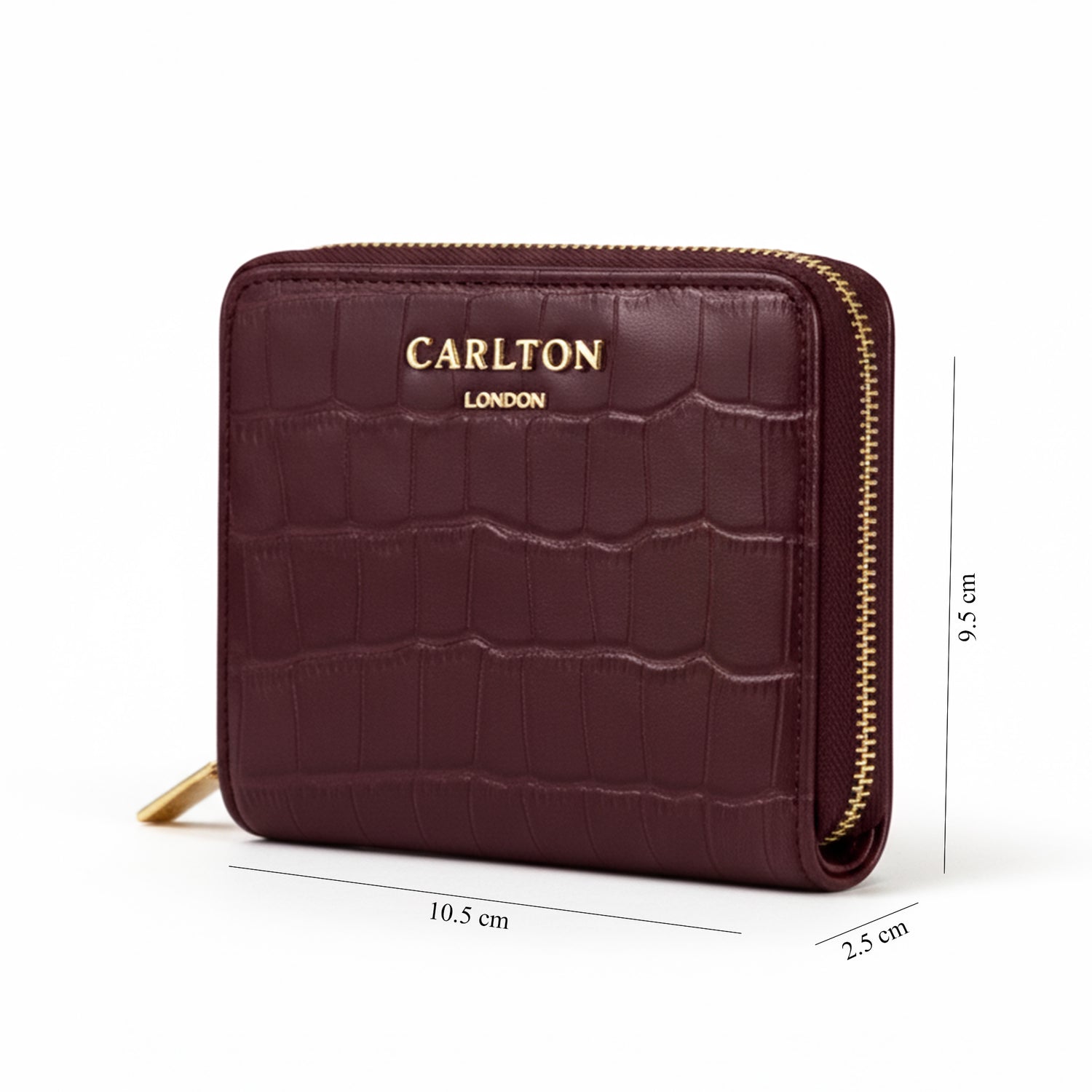 Carlton London Women Estelle Zip Around Textured Wallet with Gold Hardware