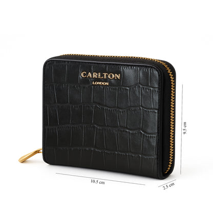 Carlton London Women Estelle Zip Around Textured Wallet with Gold Hardware