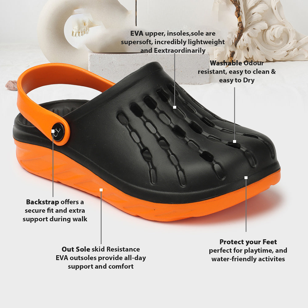 Men Two Tone Perforated Back Strap Clogs