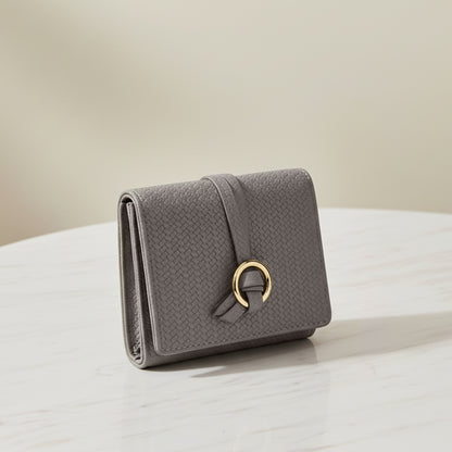 Carlton London Women Premium Woven Texture Compact Bifold Wallet with Knotted Metal Ring Accent
