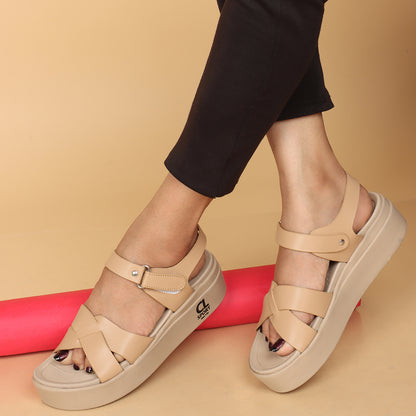 Women Comfortable Flatform Ankle Strap Sandals