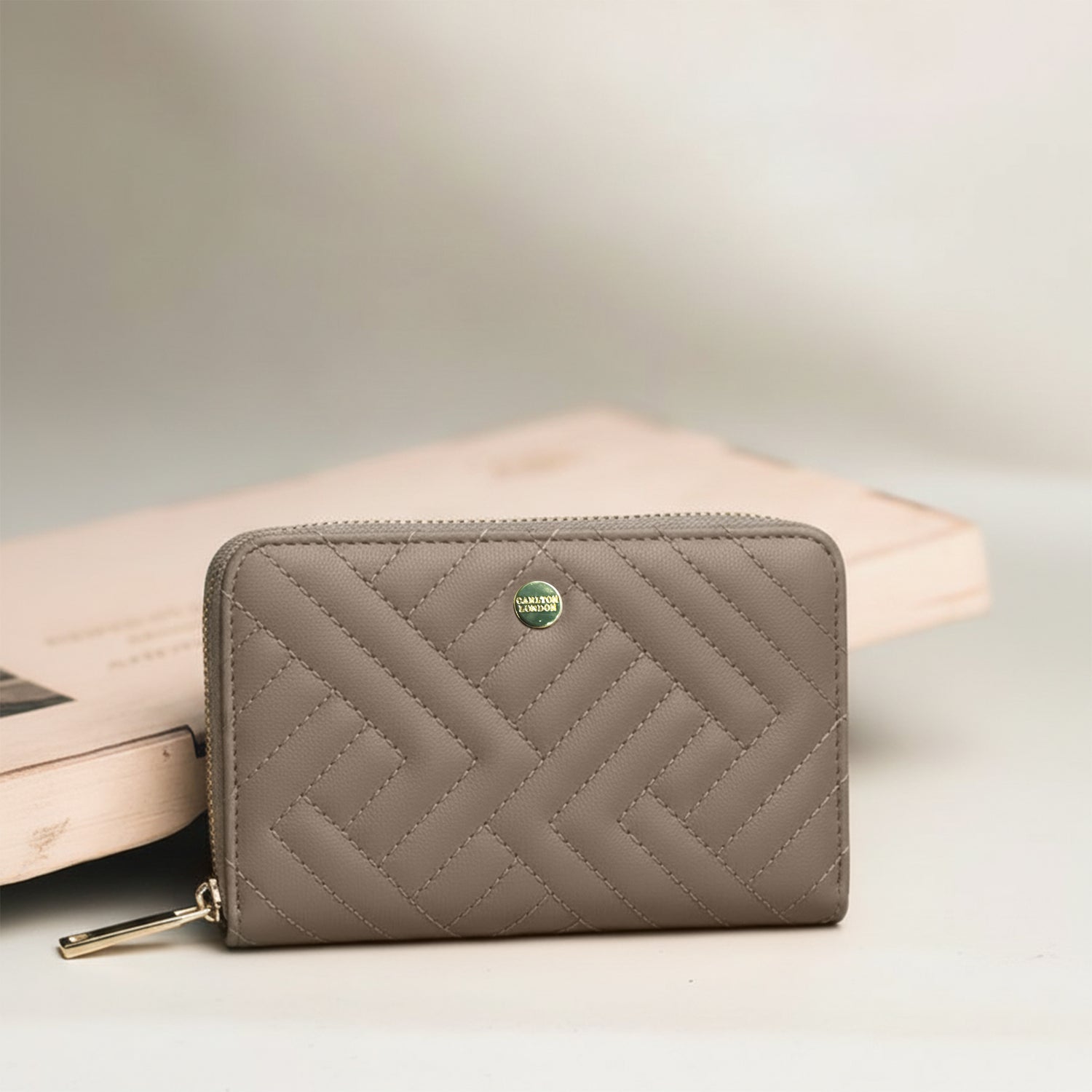 Carlton London Women Estelle Zip Around Textured Wallet with Gold Hardware