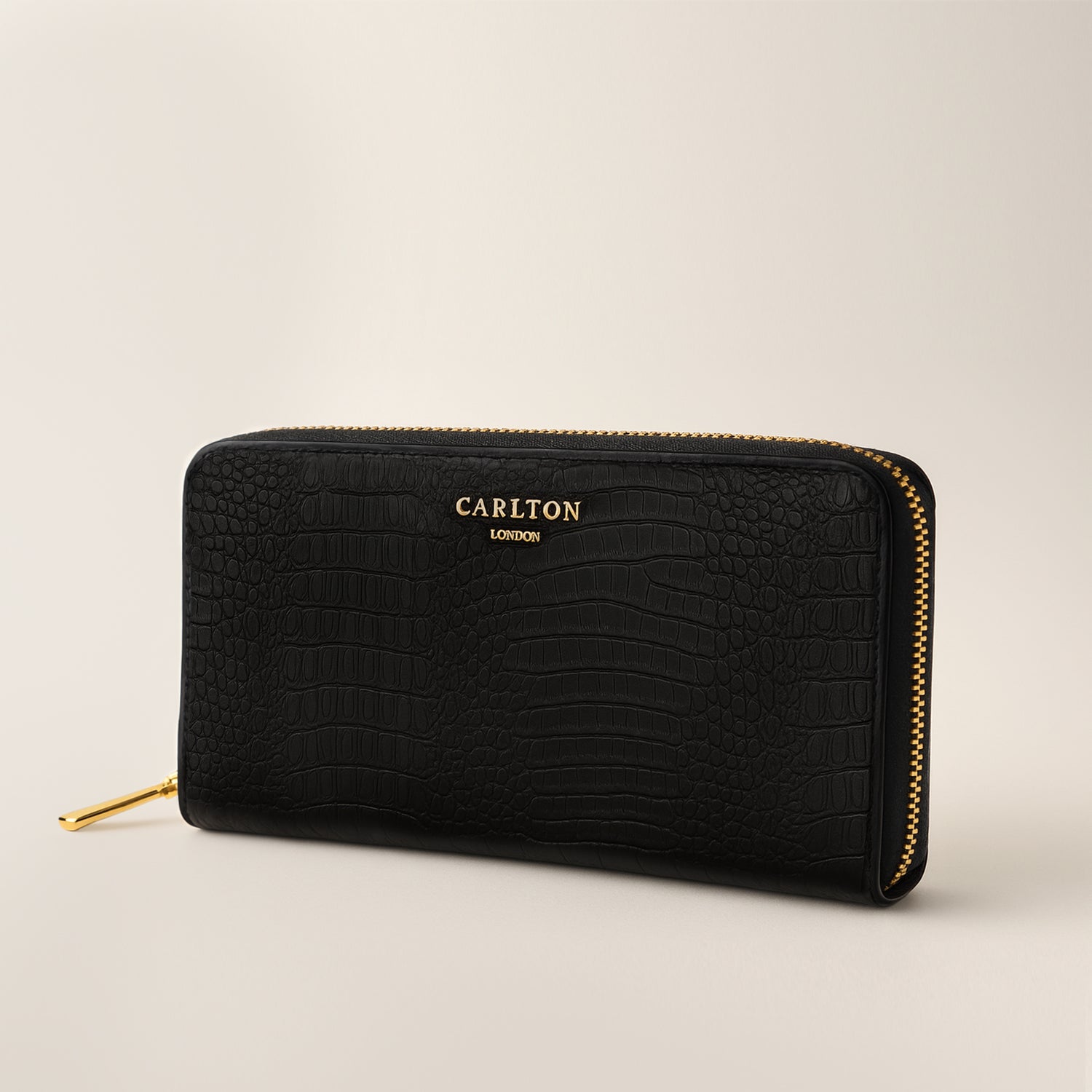 Carlton London Women Estelle Zip Around Textured Wallet with Gold Hardware