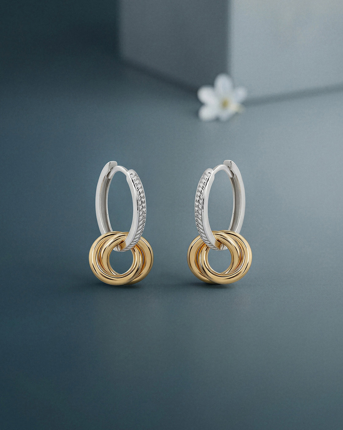 18kt Gold &amp; Rhodium Dual Plated Intertwined Knot Hoop Earring