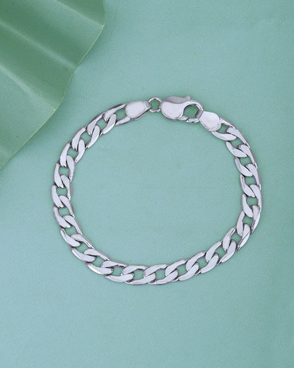 Men Rhodium Plated Bold link Bracelet