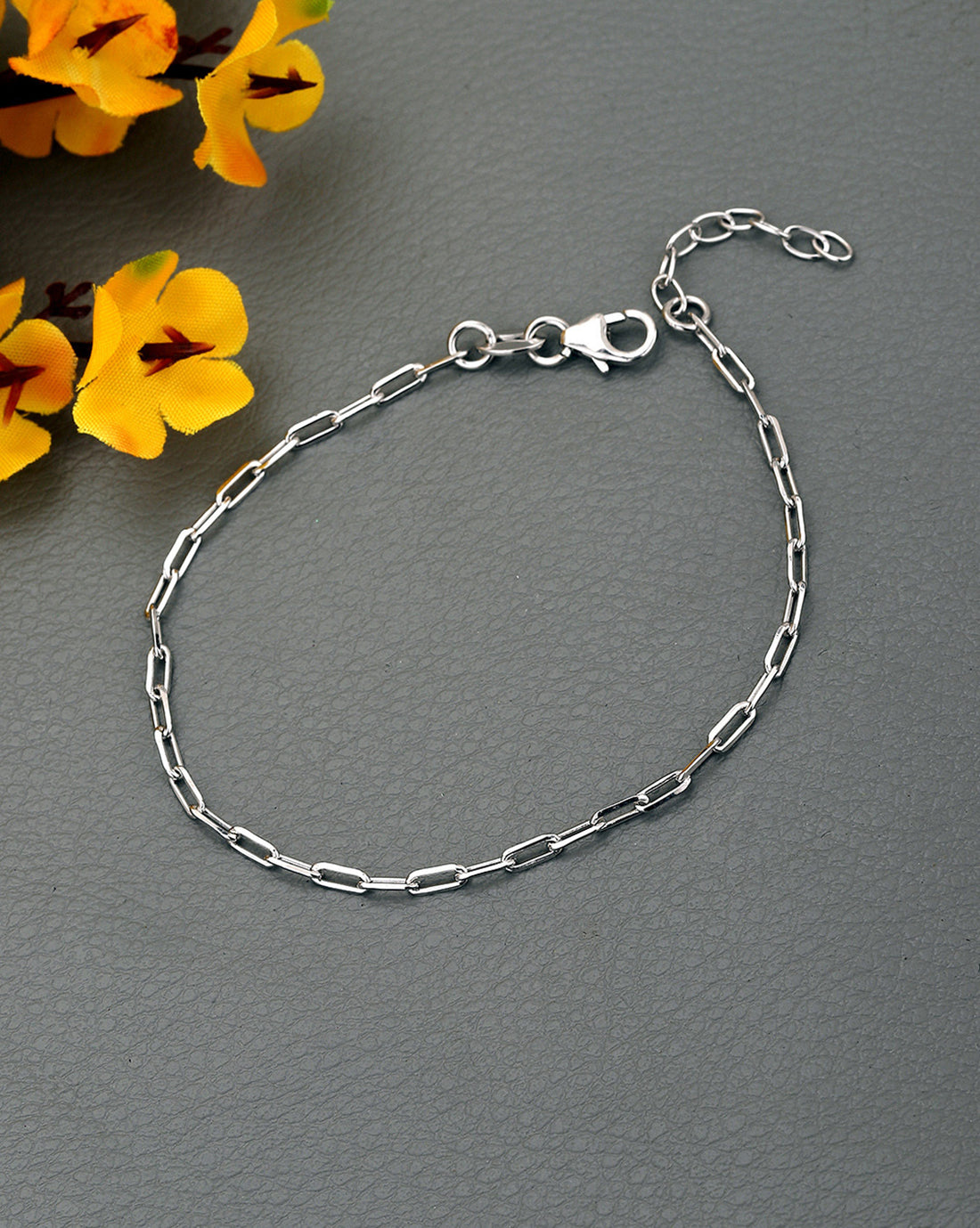 925 Sterling Silver Rhodium Plated  Link Chain Bracelet