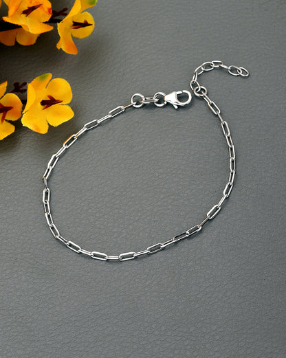 925 Sterling Silver Rhodium Plated  Link Chain Bracelet